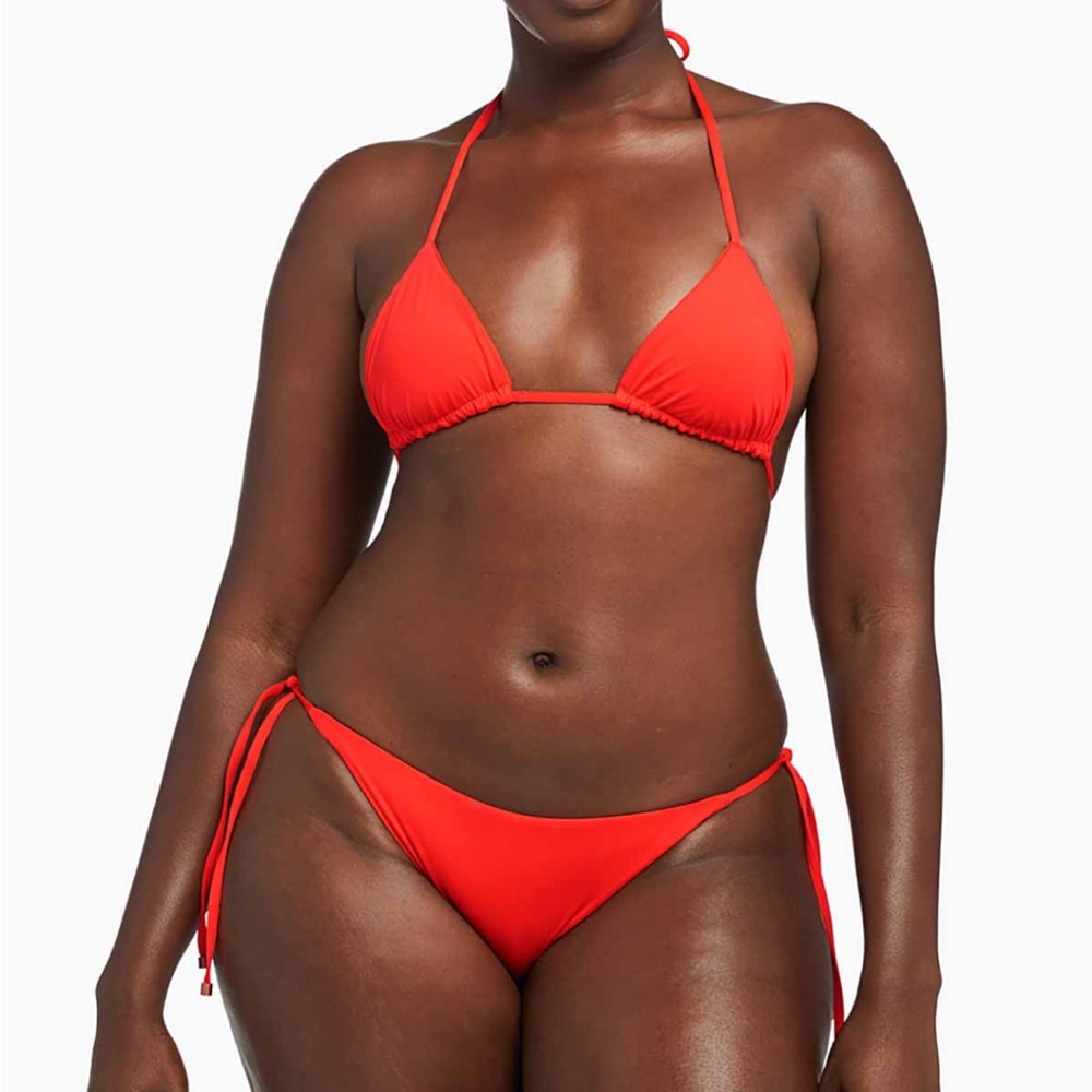 Vitamin A Women's Gia Poppy Red Ribbed Tied Bikini Set
